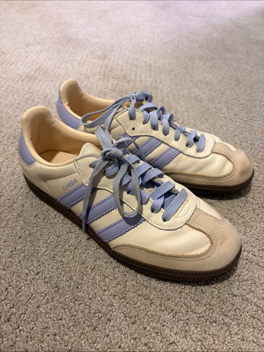 adidas Samba Sneakers in Cream and Light Blue comes with box!
